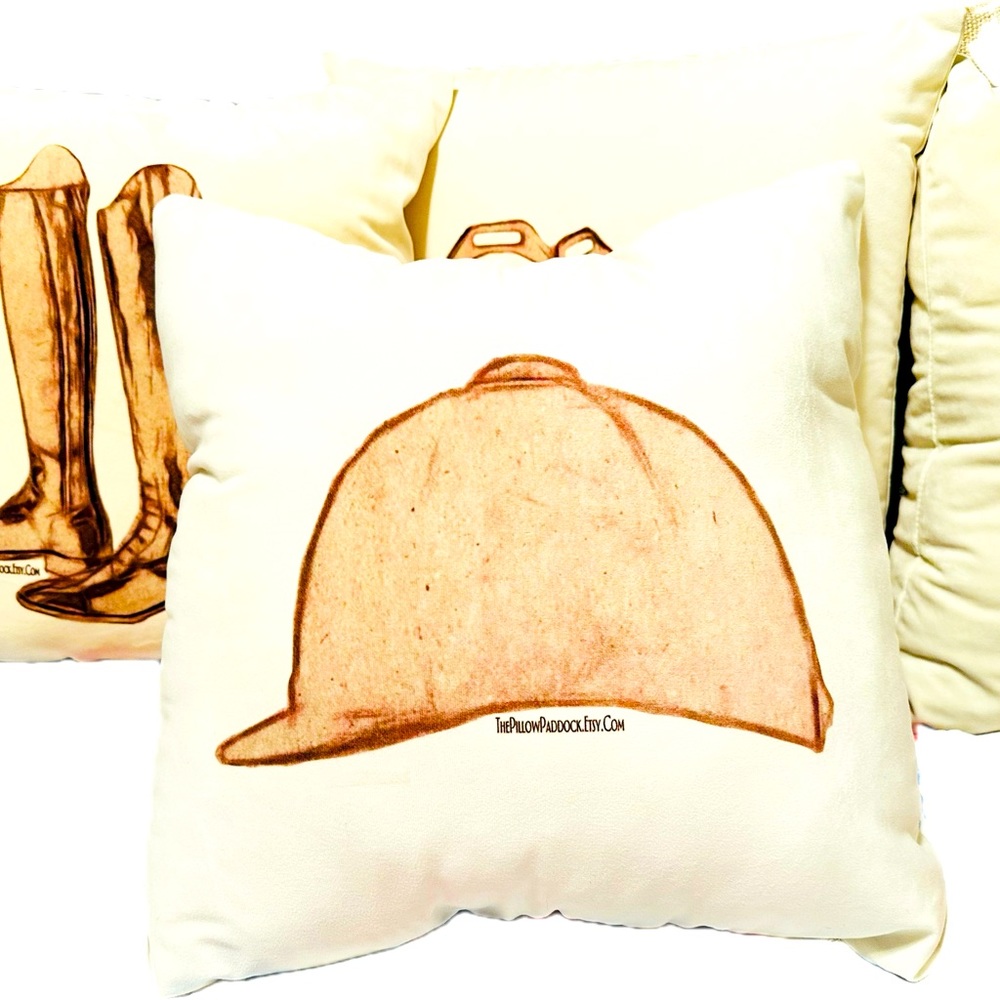 The Vintage Hunt Seat Equestrian themed 18x18 English pillow cover only!! Soft - Picture 8 of 10